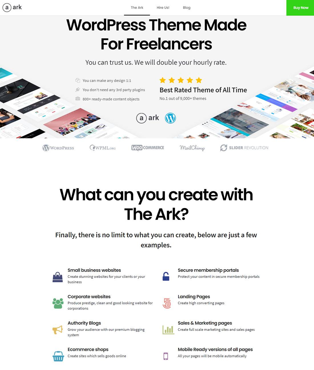 The Ark WordPress Theme made for Freelancers Demo