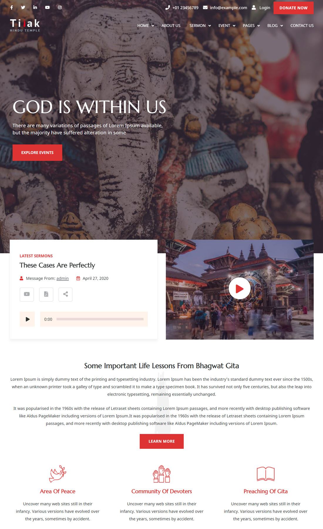 Tilak Hindu Temple WordPress Theme