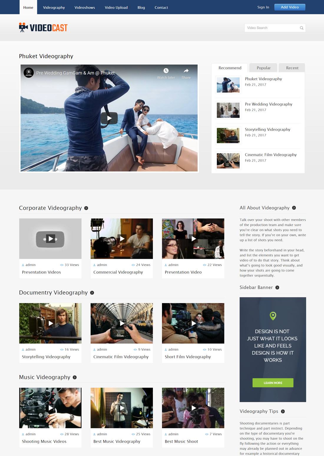 VIDEO CAST VIDEO SHOW WORDPRESS THEME & Template Screenshot