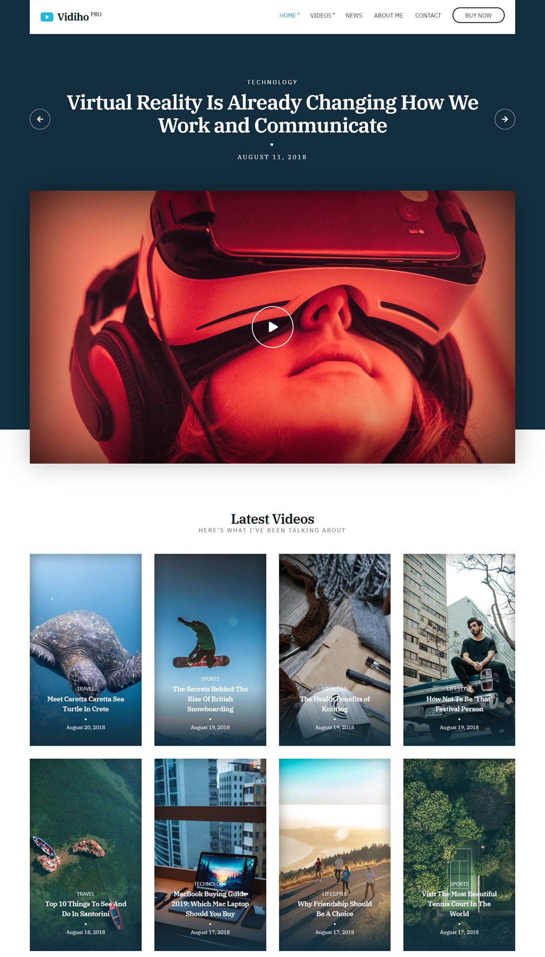 Vidiho Pro Video WordPress Themes Example