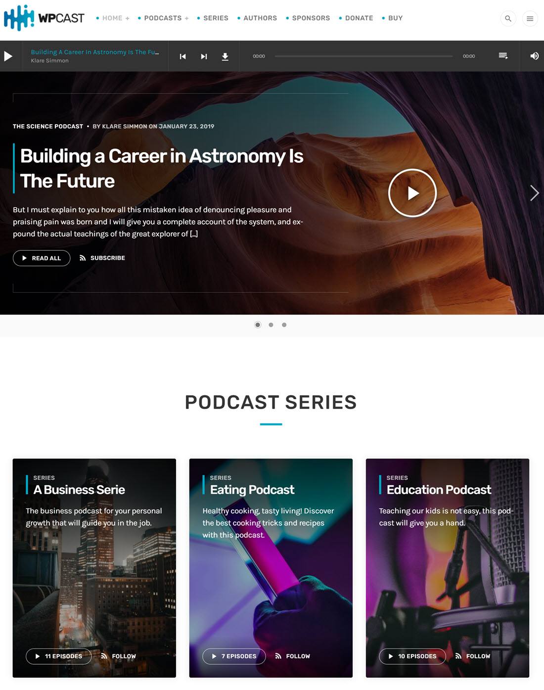 Wpcast Audio Podcast WordPress Theme Screenshot