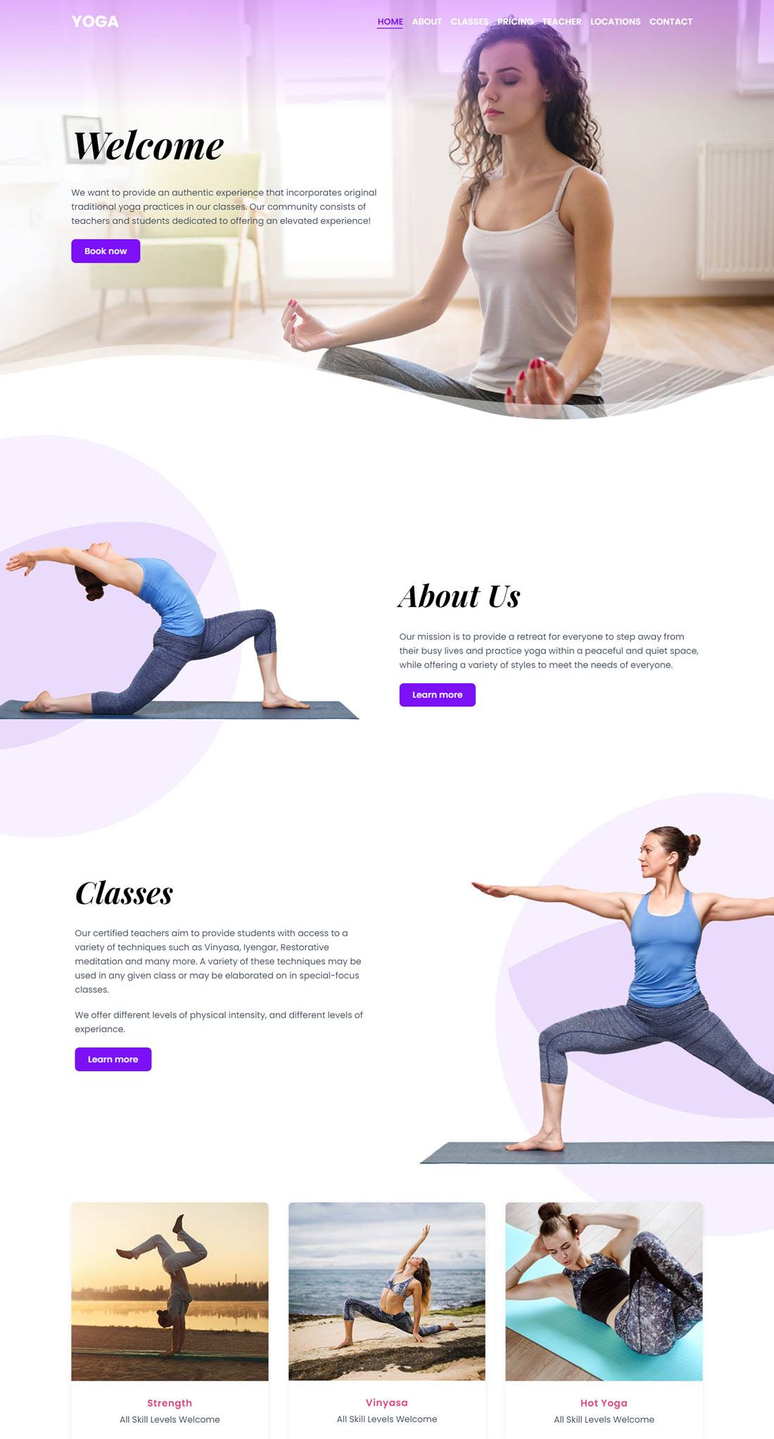 Yoga Health & Medical Theme For WordPress Screenshot Demo