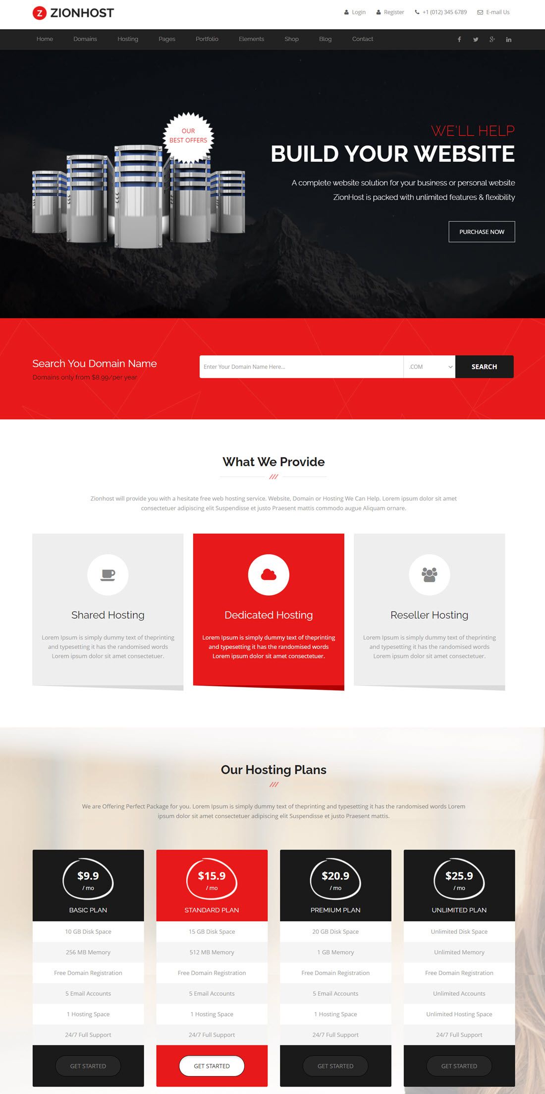 ZionHost Web Hosting, WHMCS and Corporate Business WordPress Theme