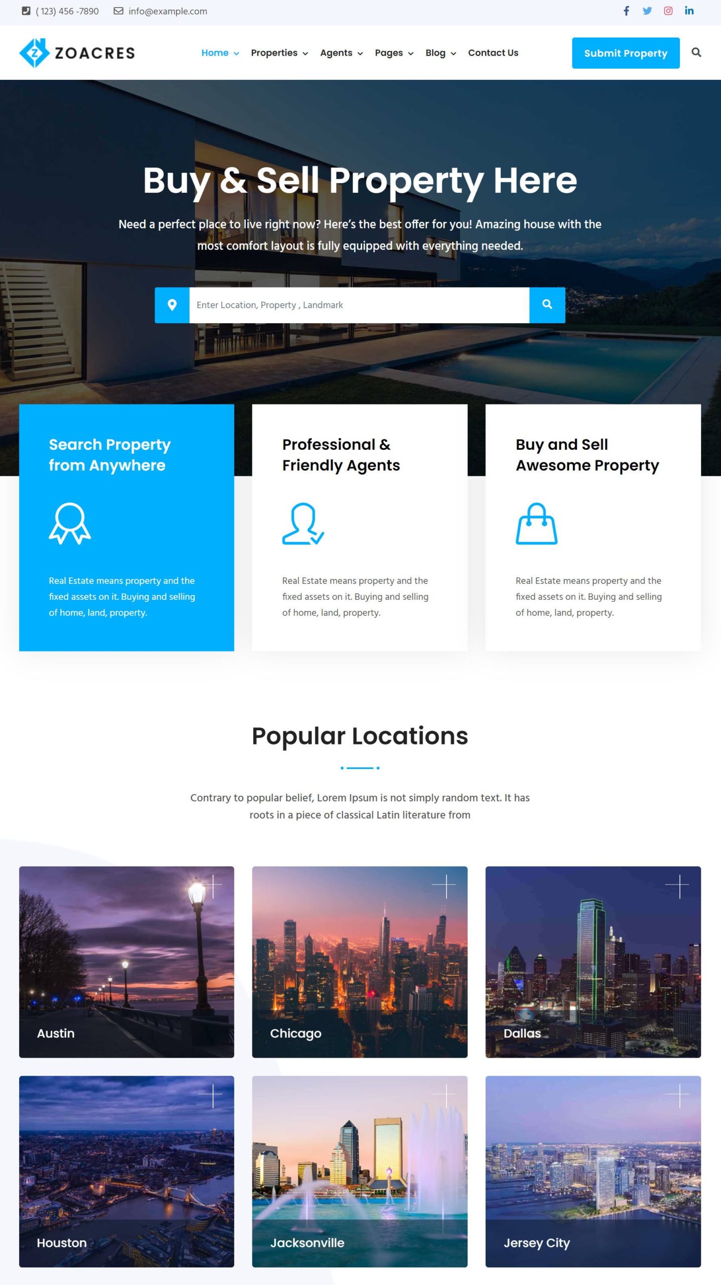 Zoacres Real Estate WordPress Theme Demo