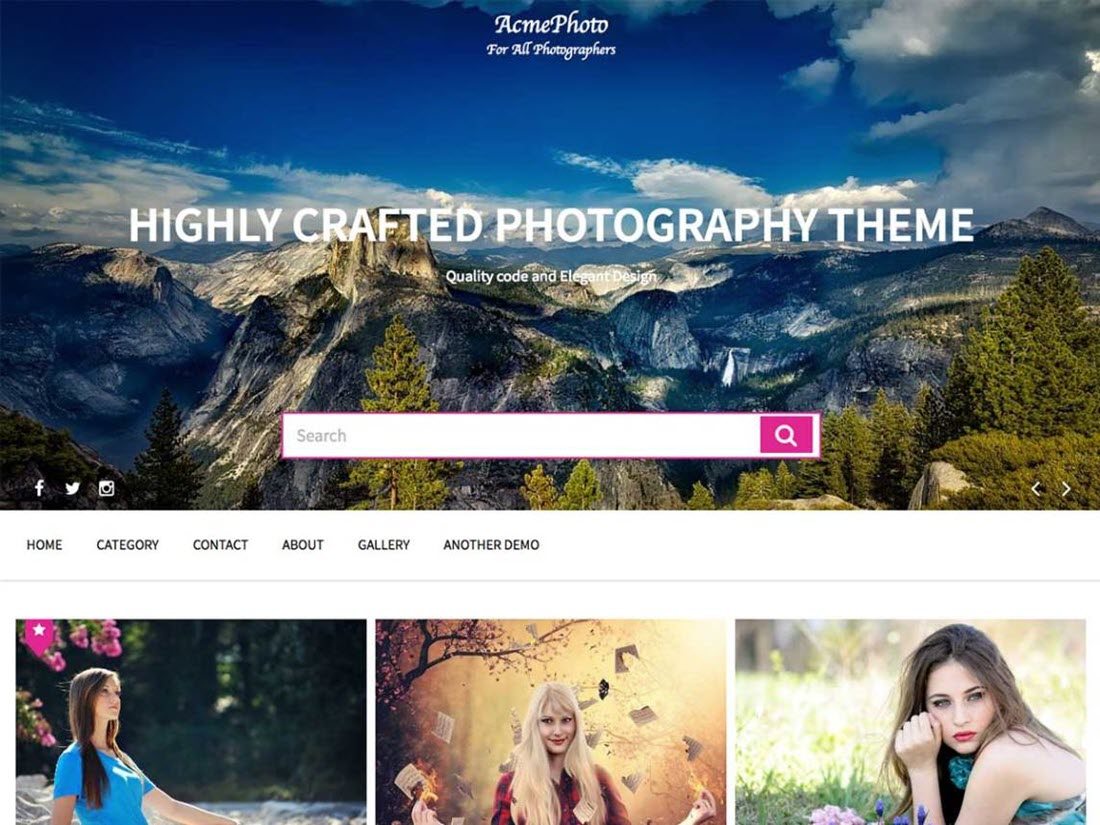 AcmePhoto Photography WordPress Themes Example