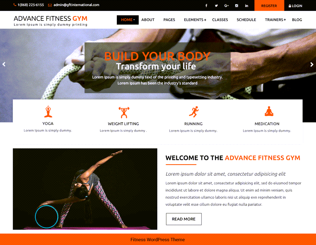 Advance Fitness Gym Theme For WordPress screenshot