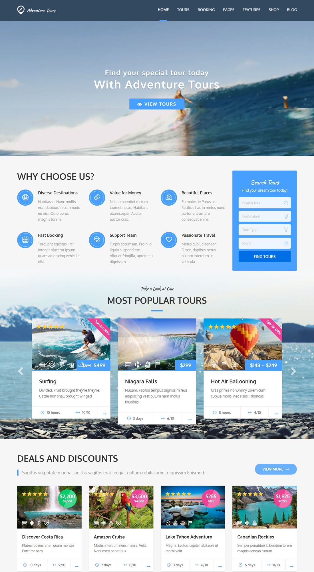 Adventure Tours WordPress Travel Theme Example