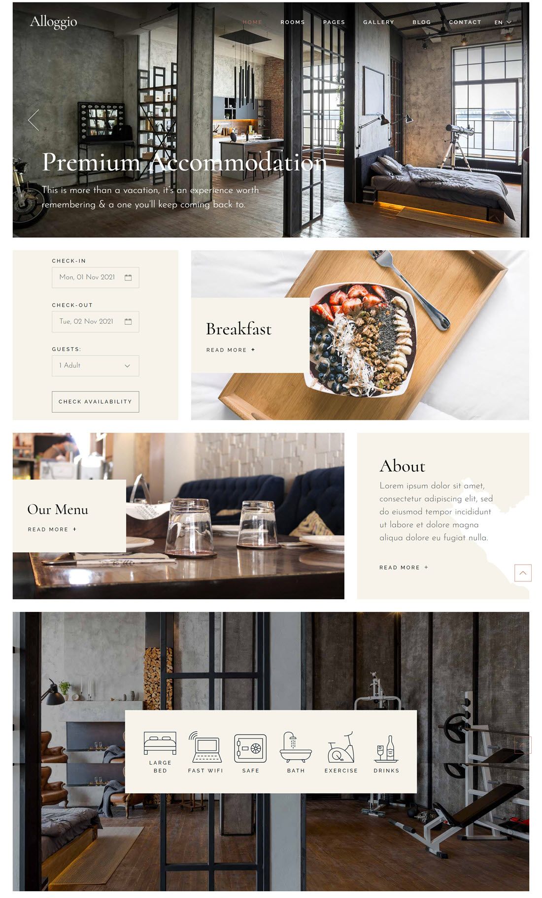 Alloggio Hotel Booking Theme Example