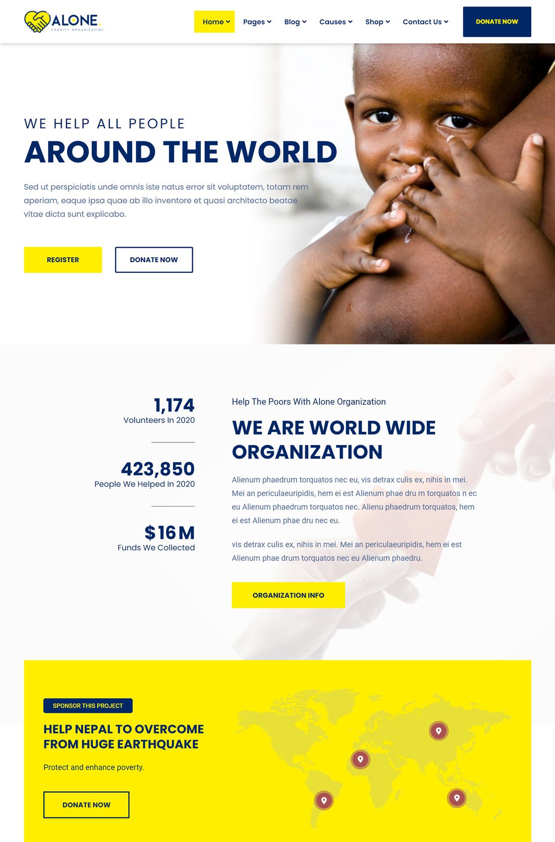 Alone Charity Multipurpose Non-profit WordPress Theme Screenshot