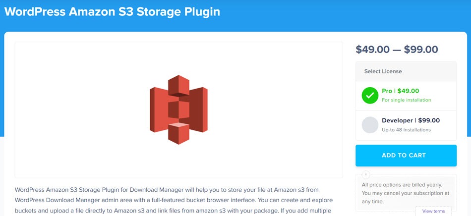 Amazon S3 Storage Plugin Screenshot