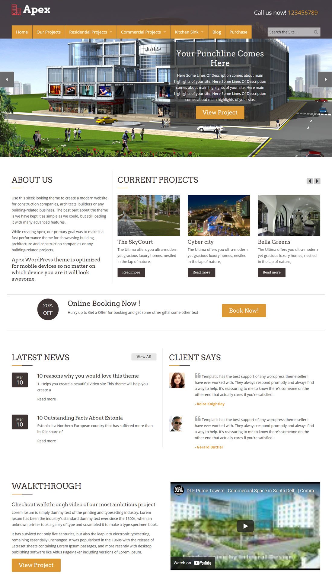 Apex Construction Company WordPress Themes Example