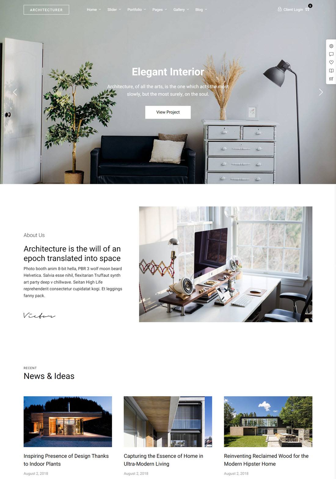 Architecturer WordPress for Interior Designer Demo