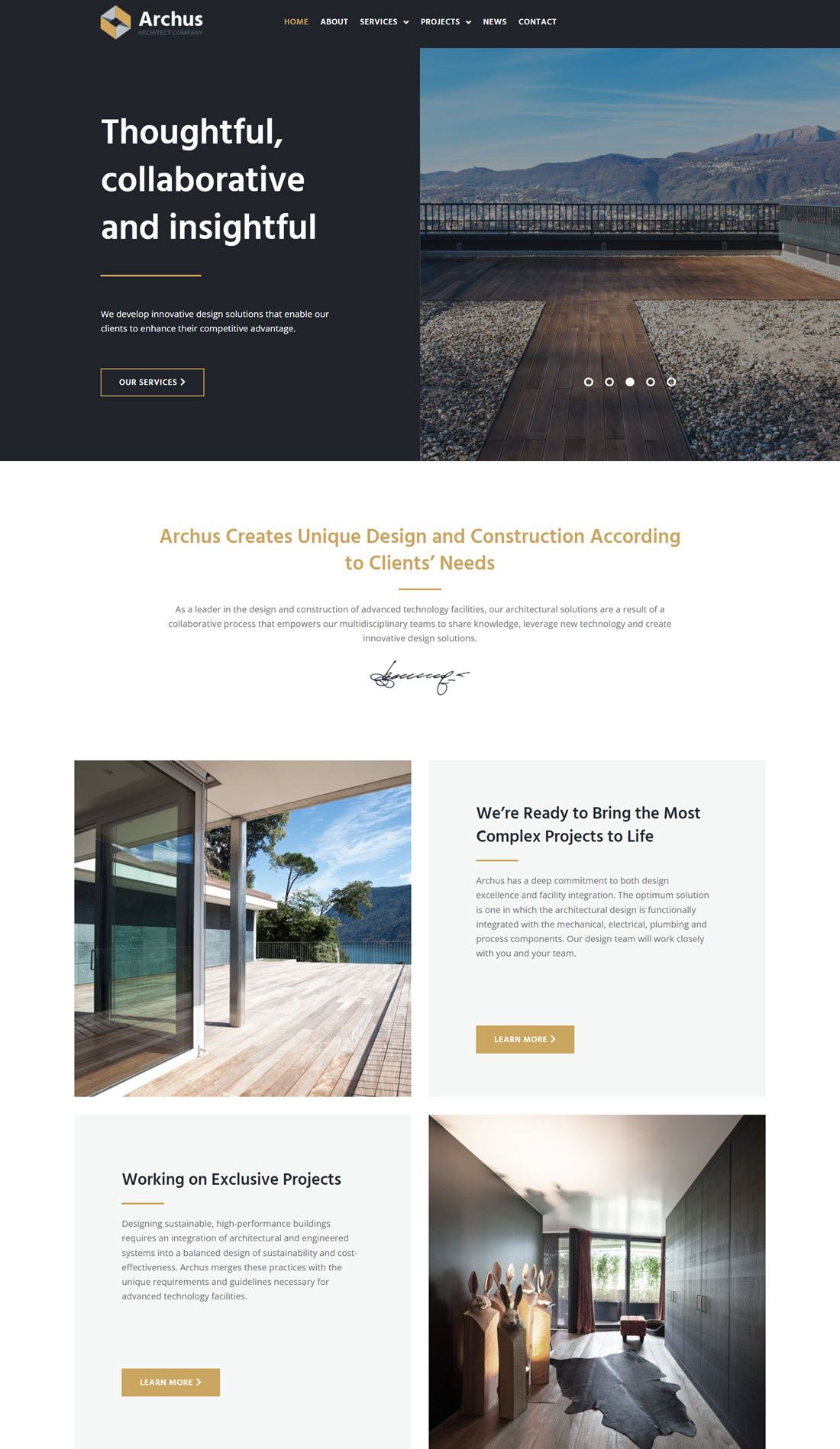 Archus Architect Company WordPress Theme Example