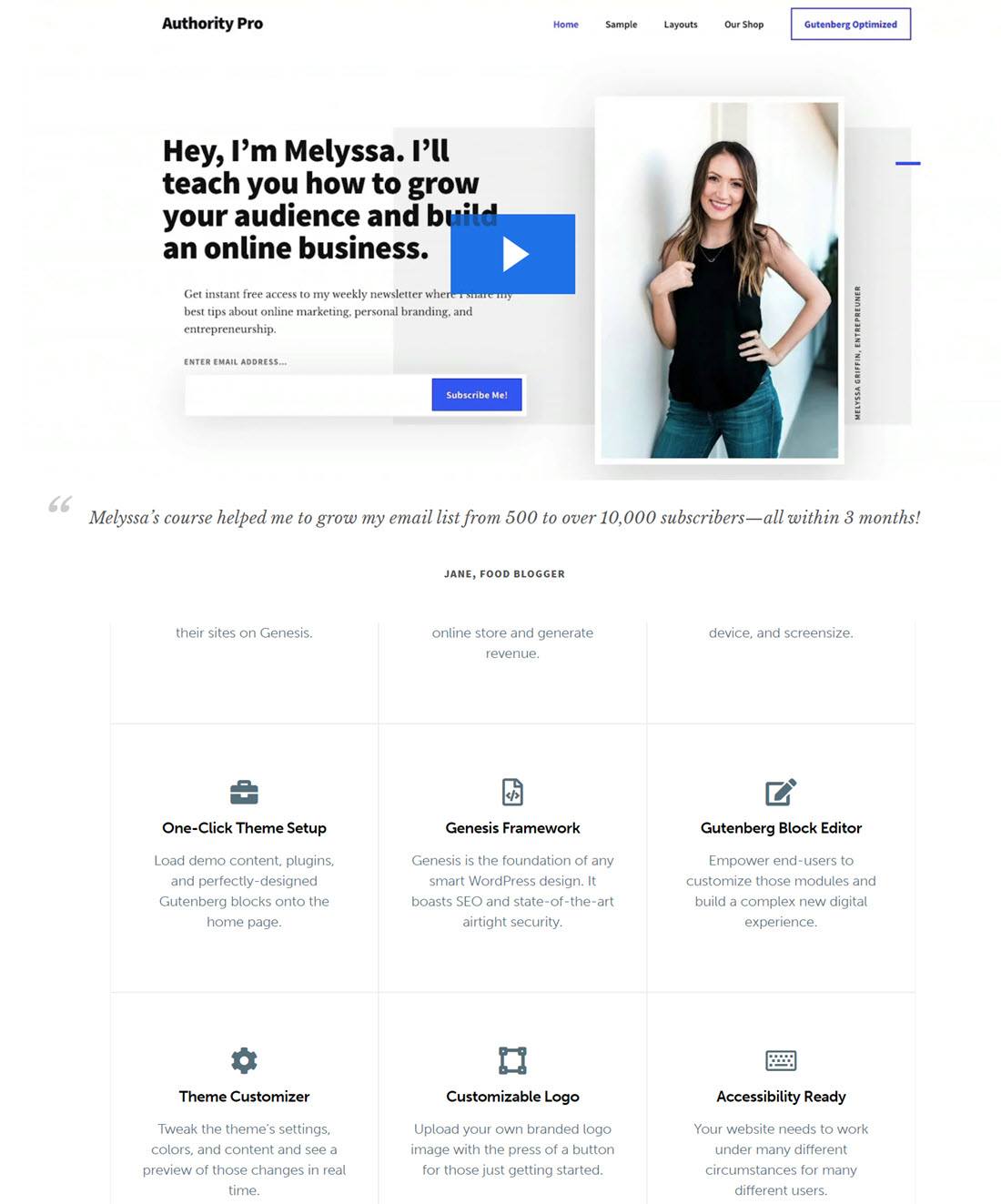 Authority Pro Beauty WordPress Themes Example