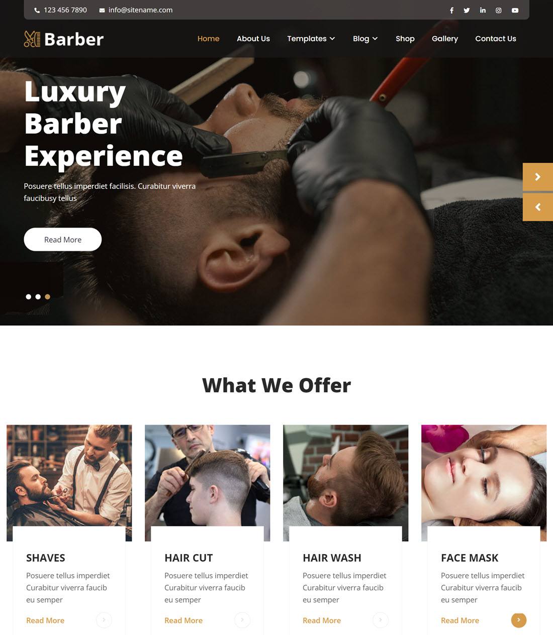 Barber Lite Salon WordPress Themes Example