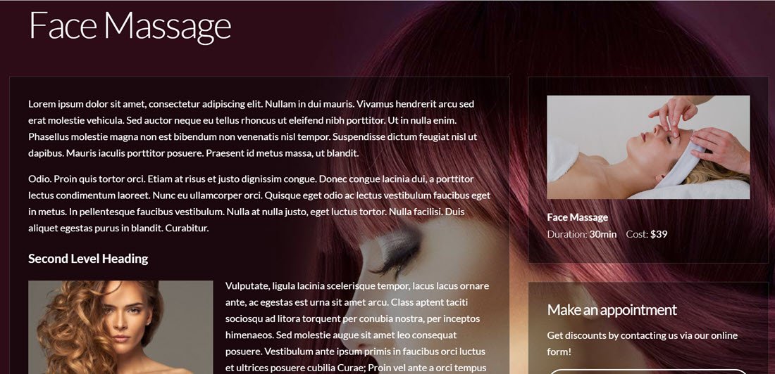 Beaute Face Massage WordPress Themes Screenshot