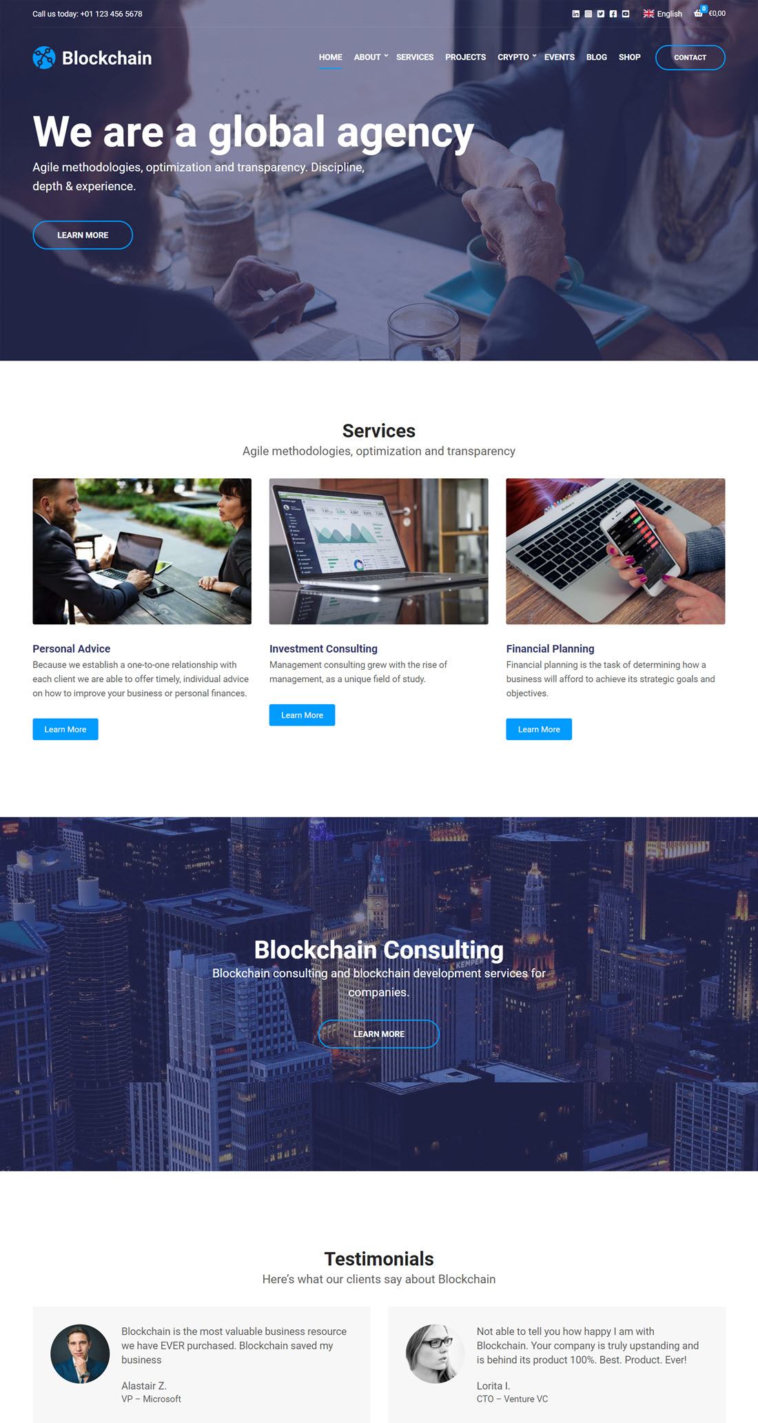 Blockchain Cryptocurrency WordPress Themes Demo