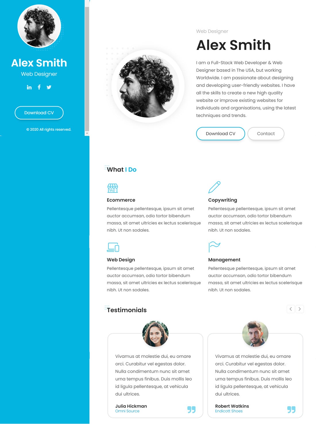 BreezyCV Resume WordPress Themes Example