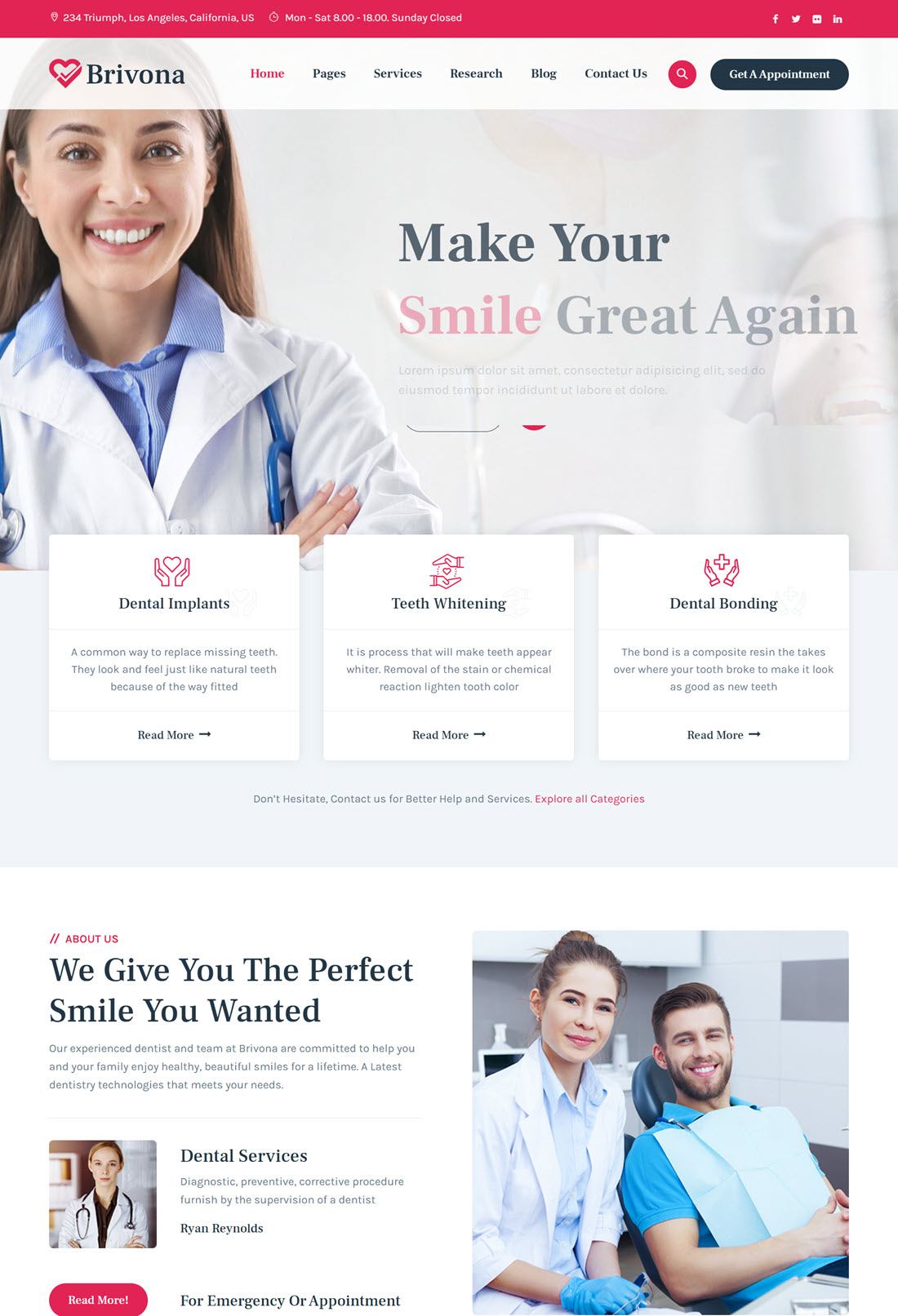 Brivona Medical, Health, Dental and Hospital WordPress Theme Screenshot