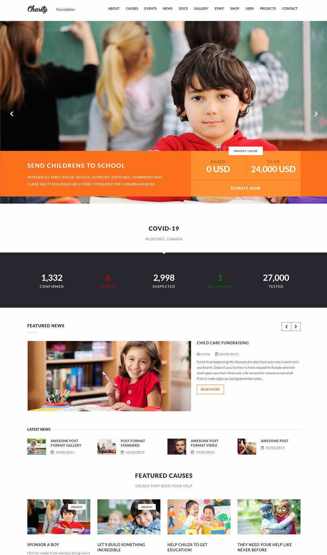 Charity WordPress Theme Example