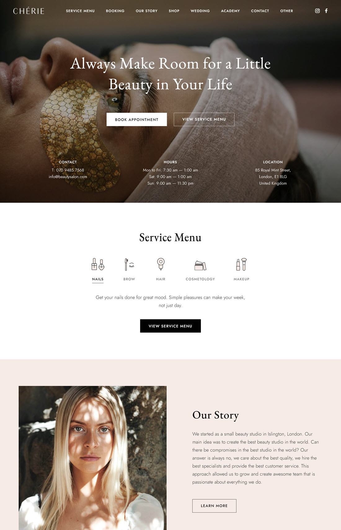 Chérie Beauty Salon WordPress Theme Screenshot