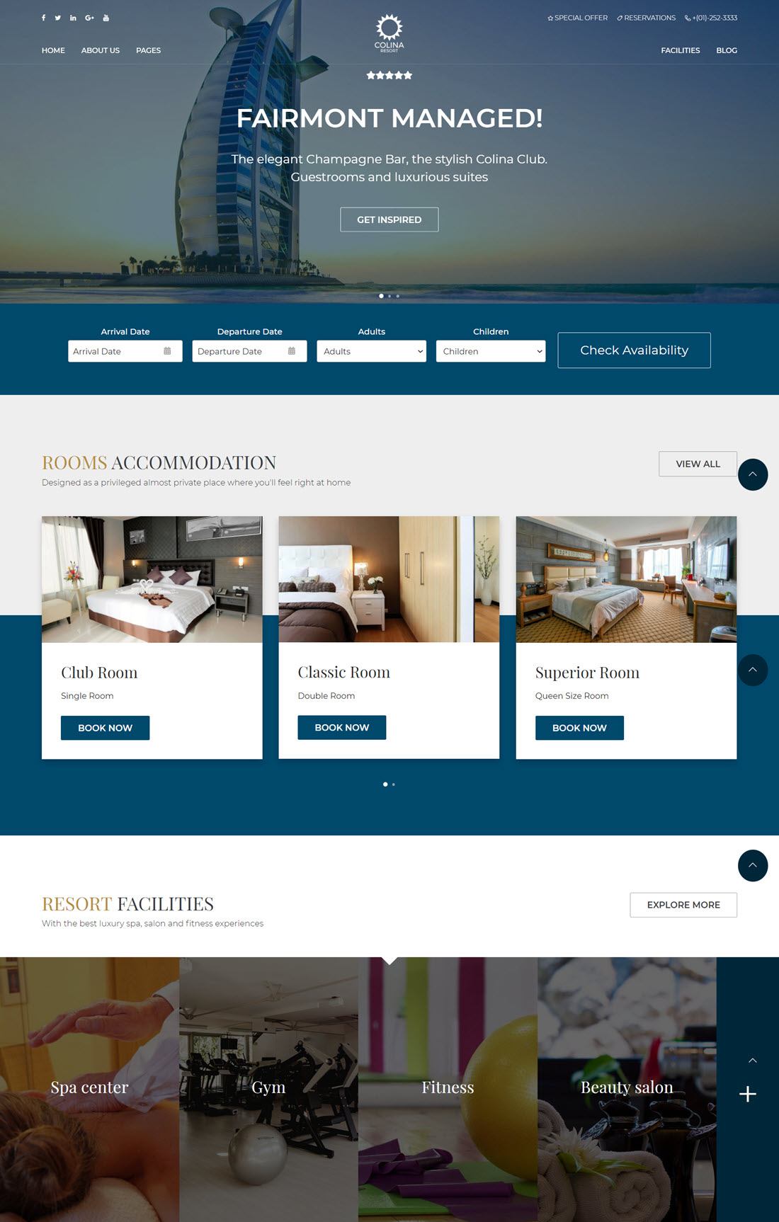 Colina Resort and Hotel WordPress Theme Example