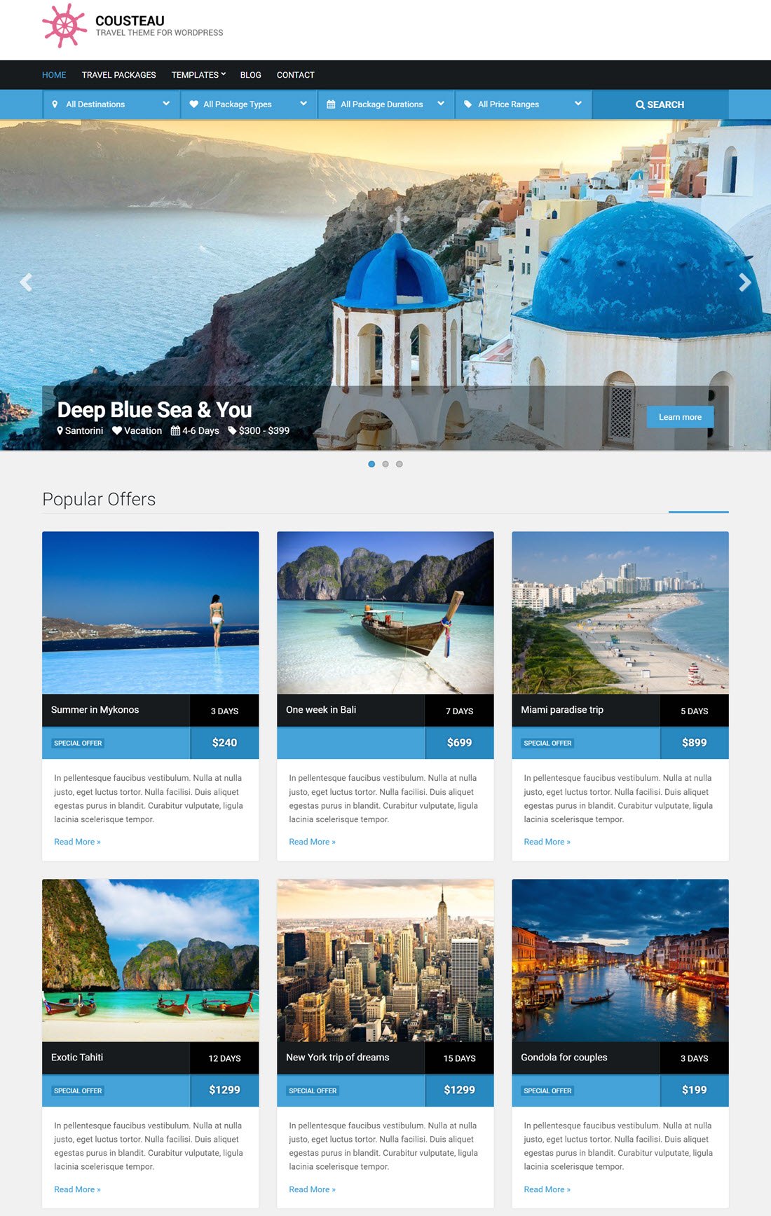 Cousteau Travel WordPress Themes Demo