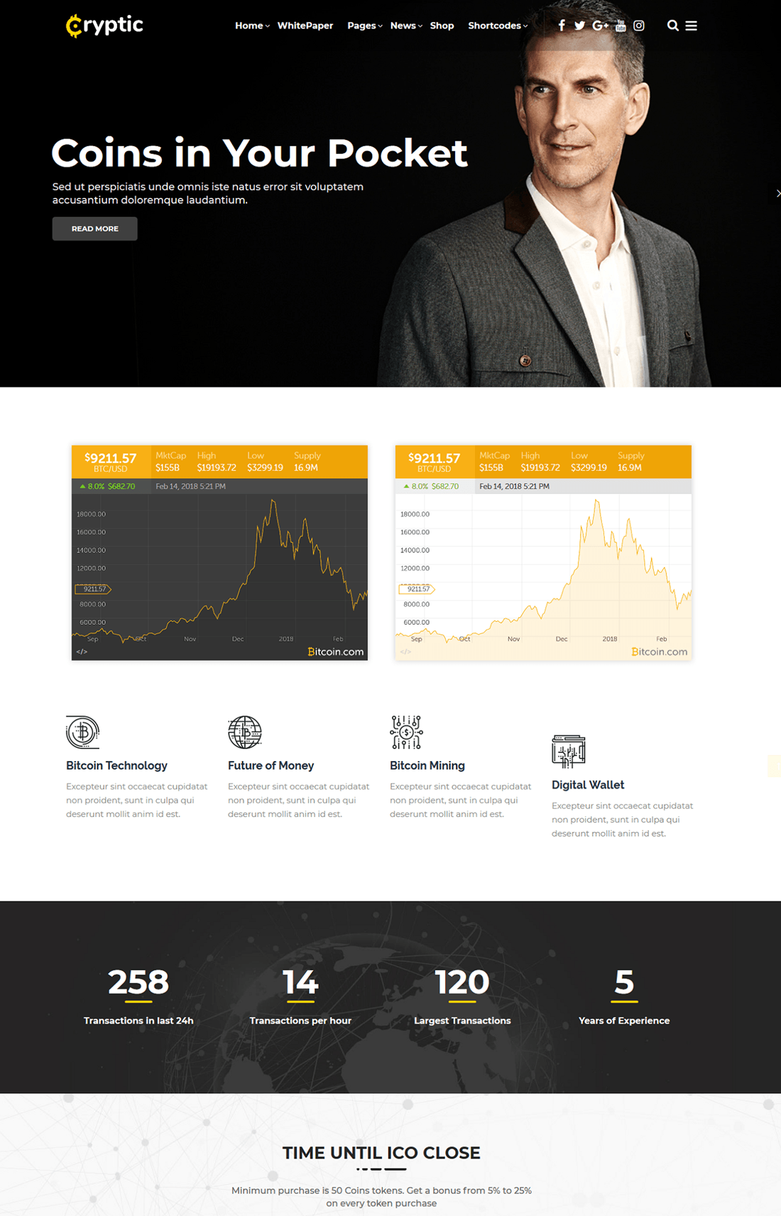 Cryptic Cryptocurrency WordPress Theme Screenshot