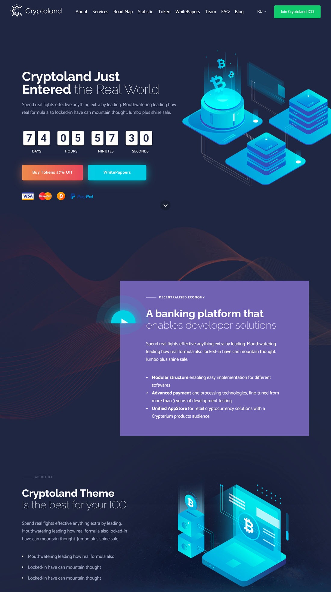 Crypto-land Crypto Currency Landing Page WordPress Theme Screenshot