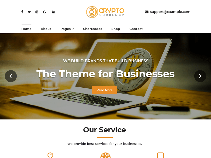 Cryptocurrency Exchange WordPress Theme Example