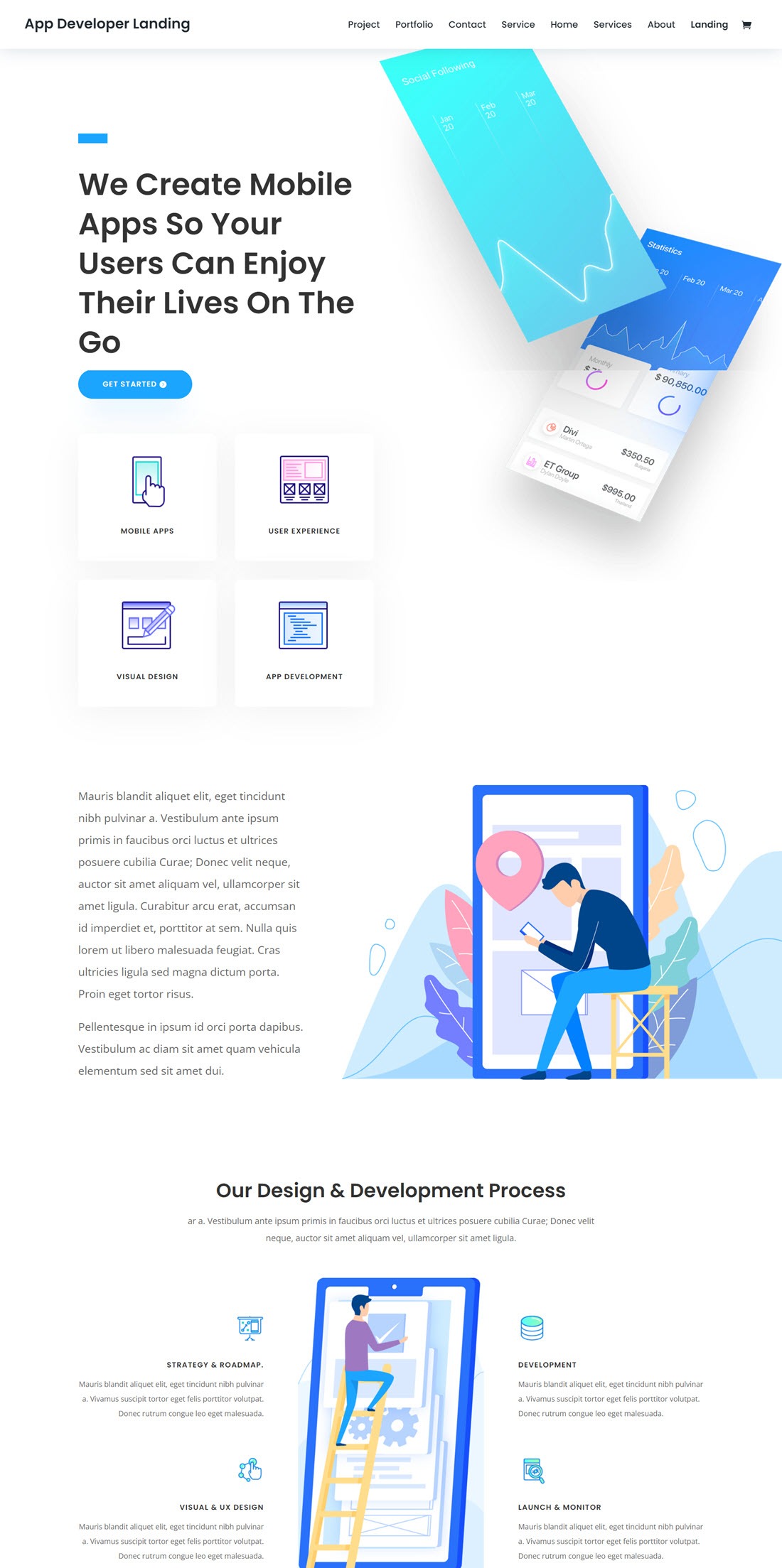 Divi App Showcase WordPress Themes Demo