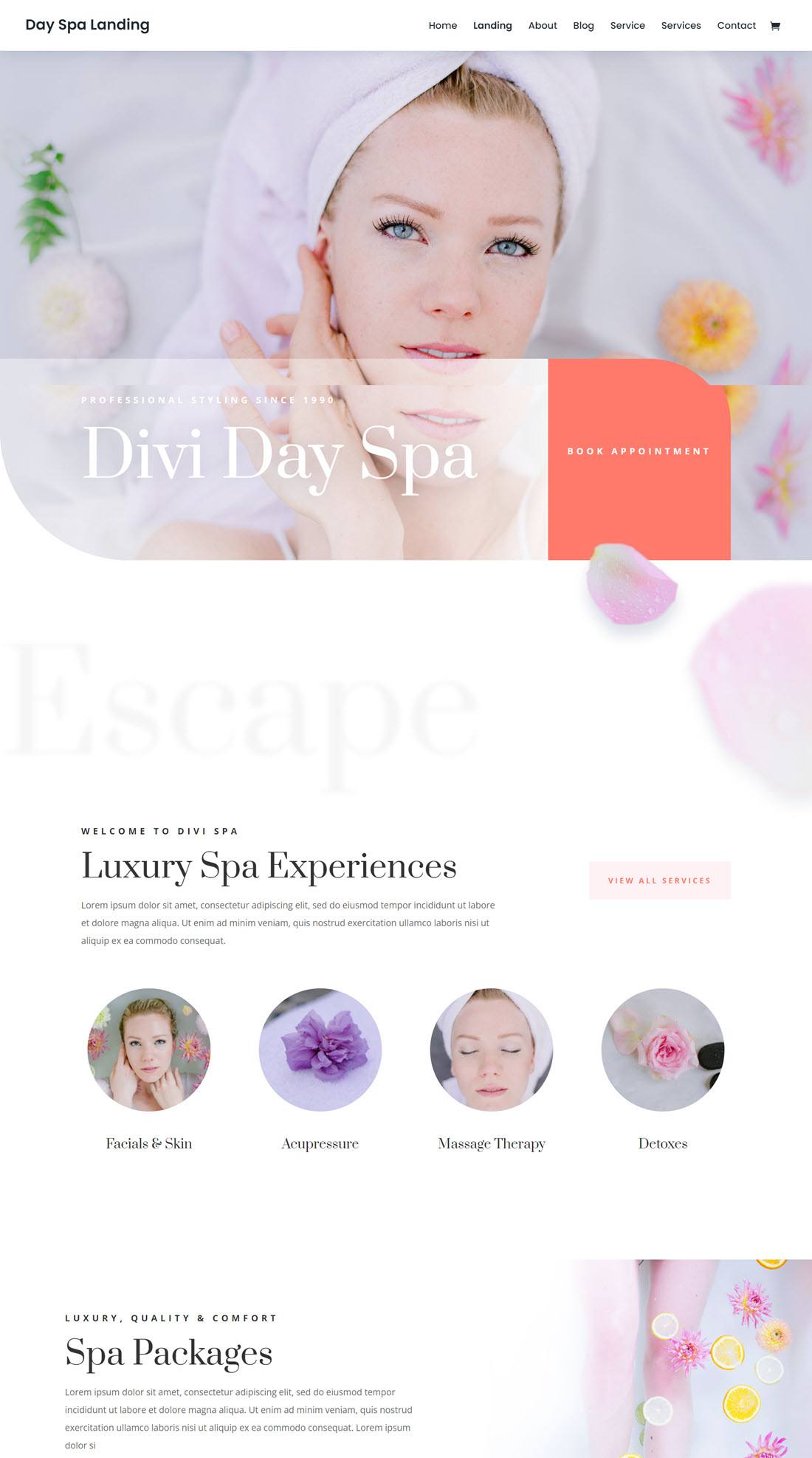 Divi Day Spa Landing Page demo