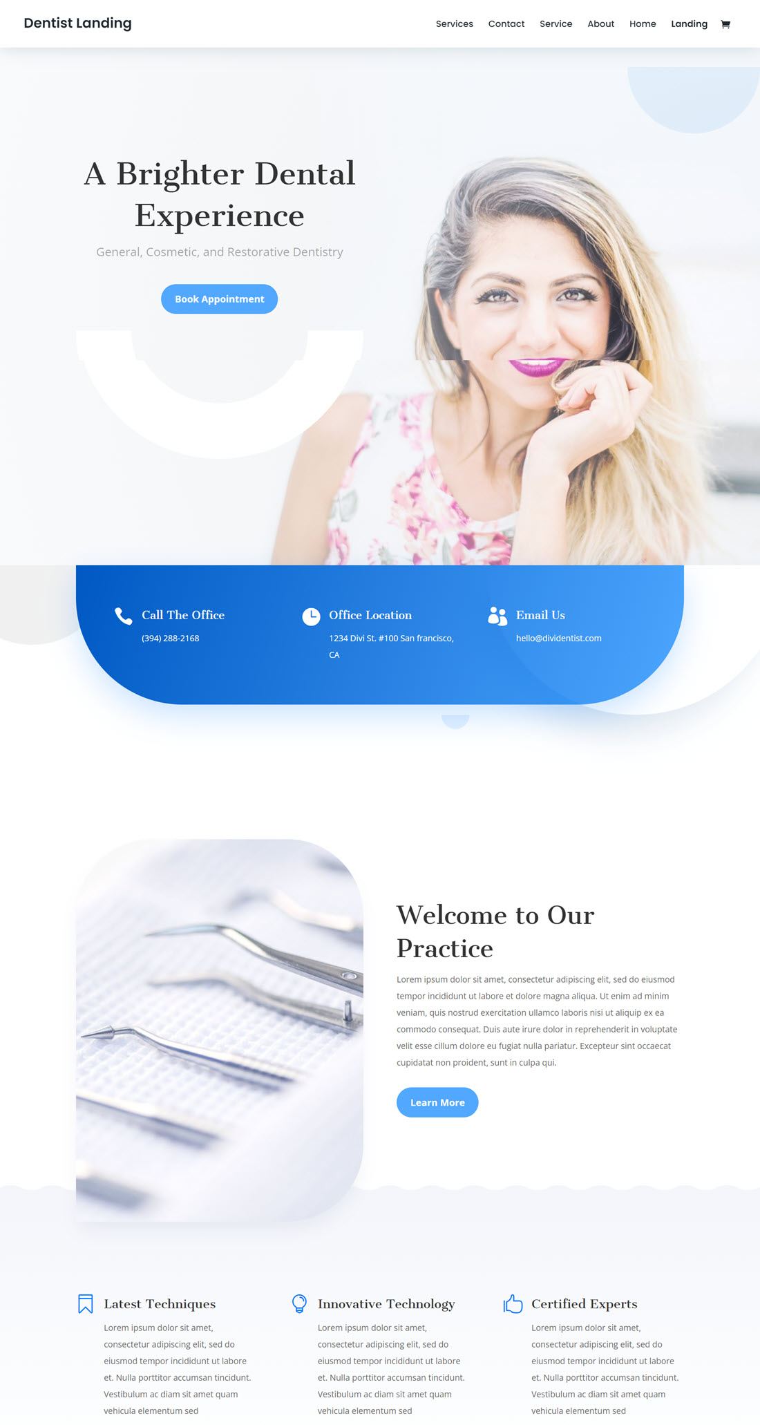 Divi Dental WordPress Themes Demo