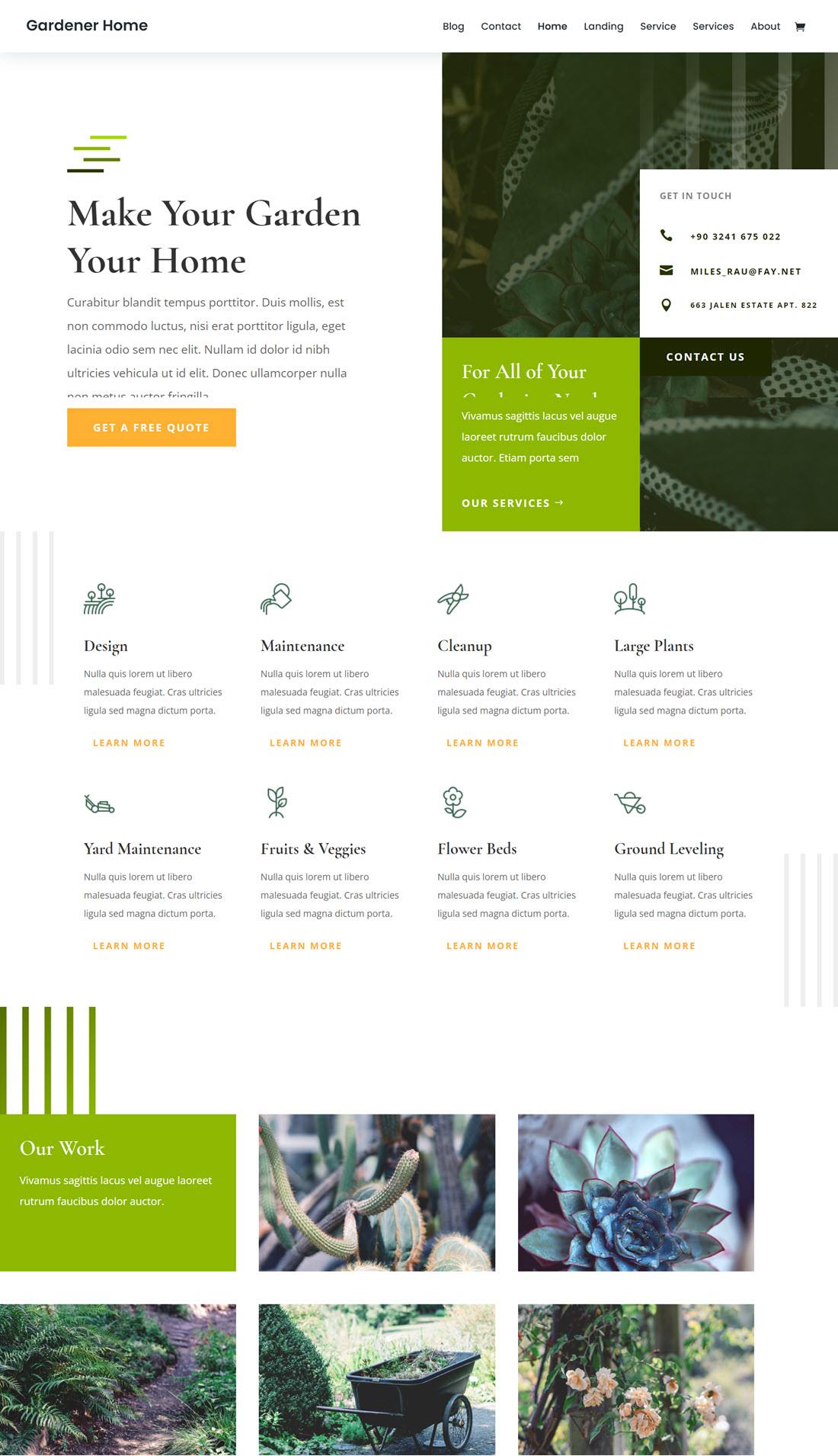 Divi Gardening & Landscaping WordPress Themes Screenshot