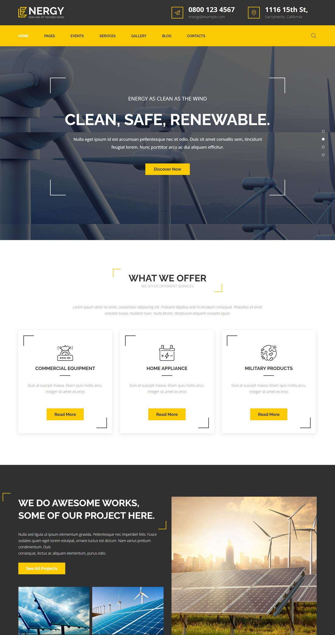 Energy solar and wind alternative power WordPress Theme Demo