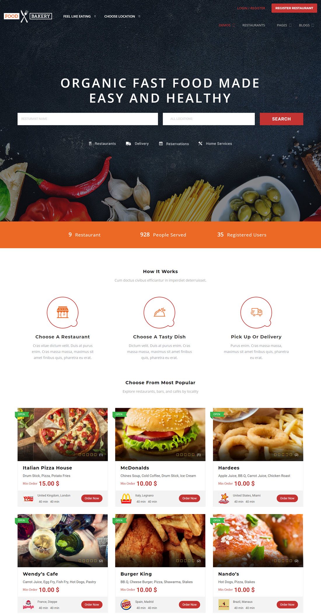 FoodBakery Delivery Restaurant Directory WordPress Theme Screenshot