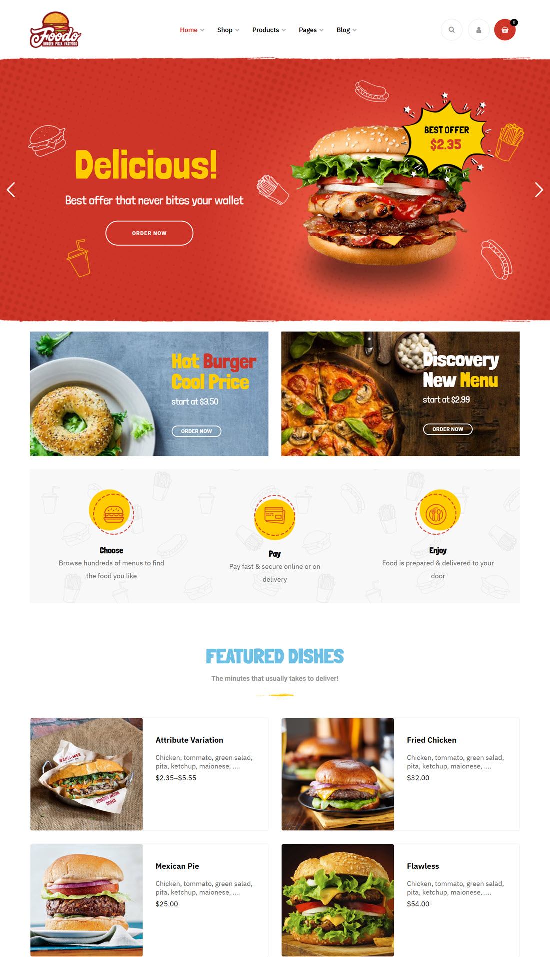 Foodo Fast Food Restaurant WordPress Theme Screenshot