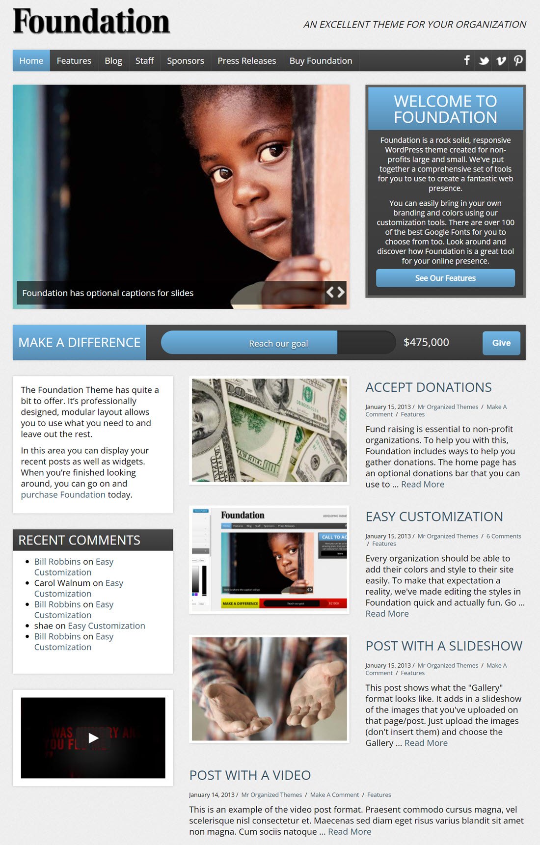 Foundation Charity Non Profit WordPress Themes Screenshot