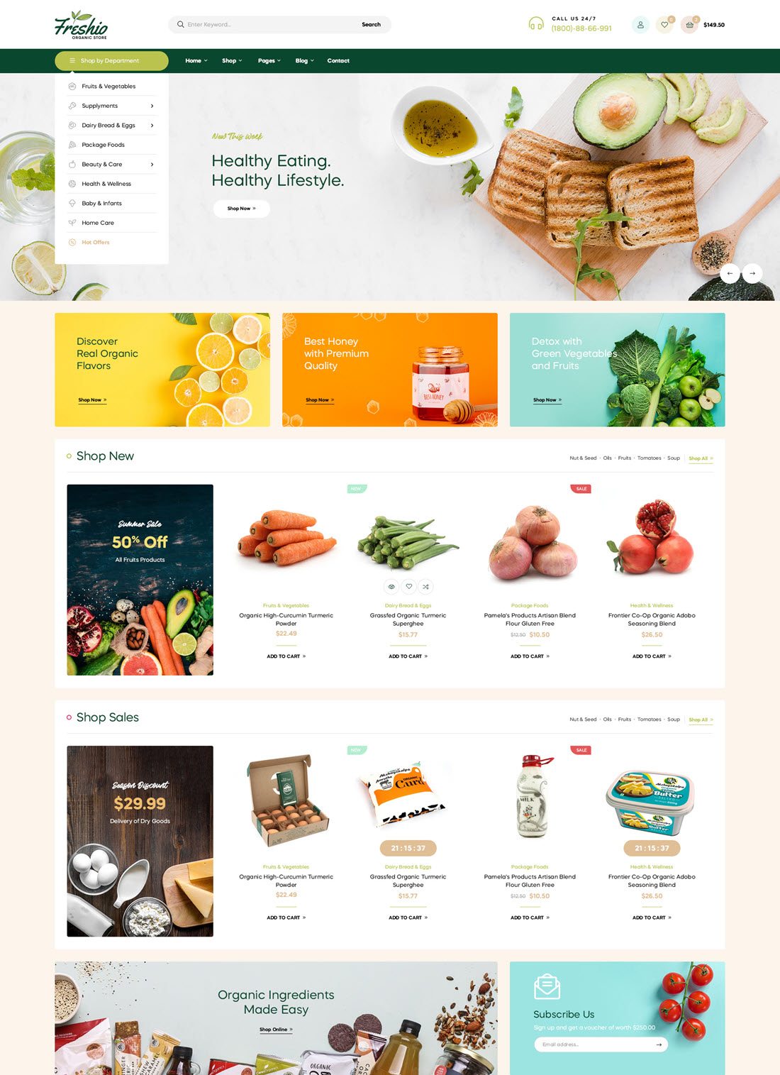 Freshio Organic & Food Store WordPress Theme Example