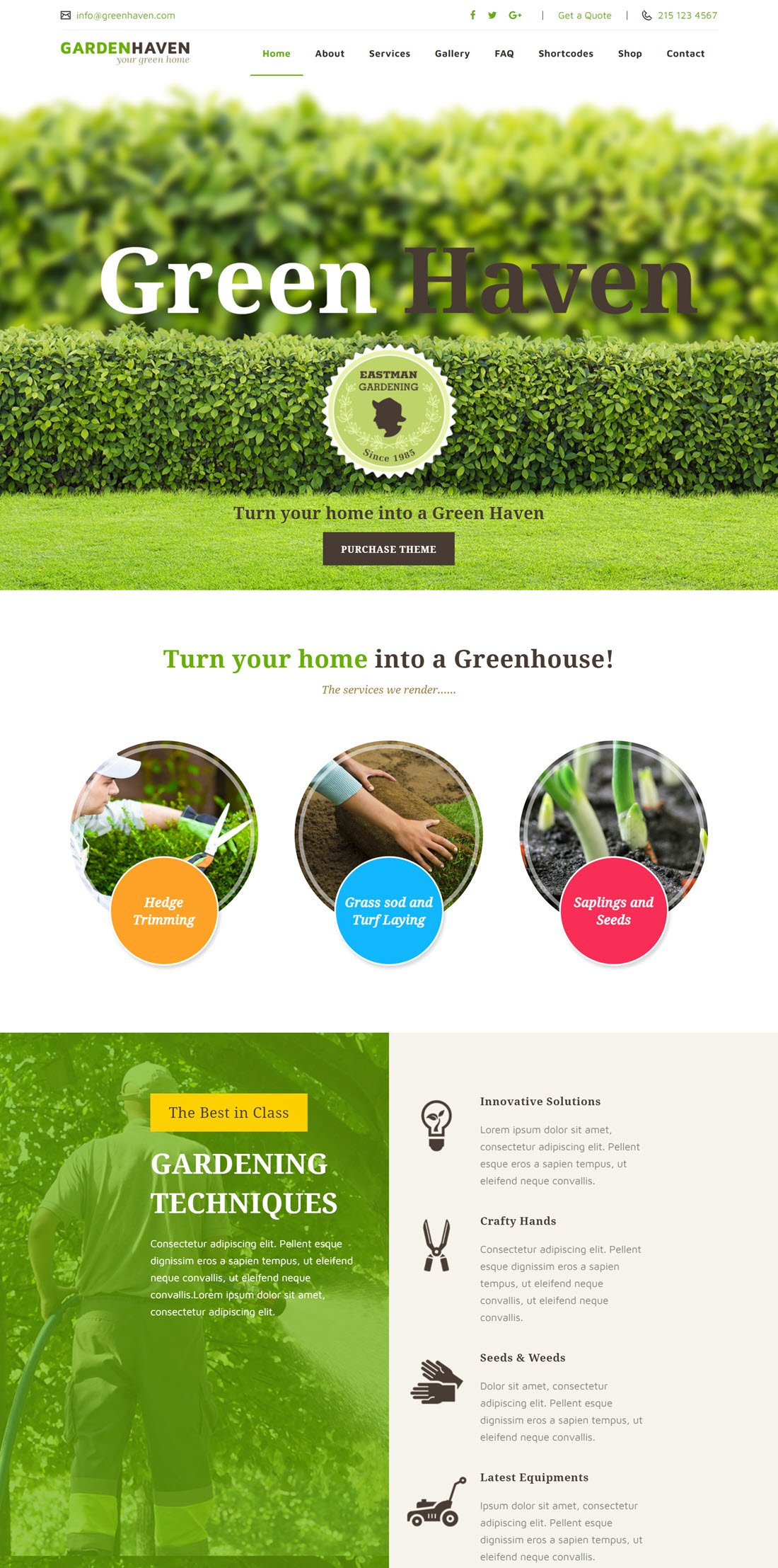 Garden Landscape Gardening WordPress Theme Screenshot