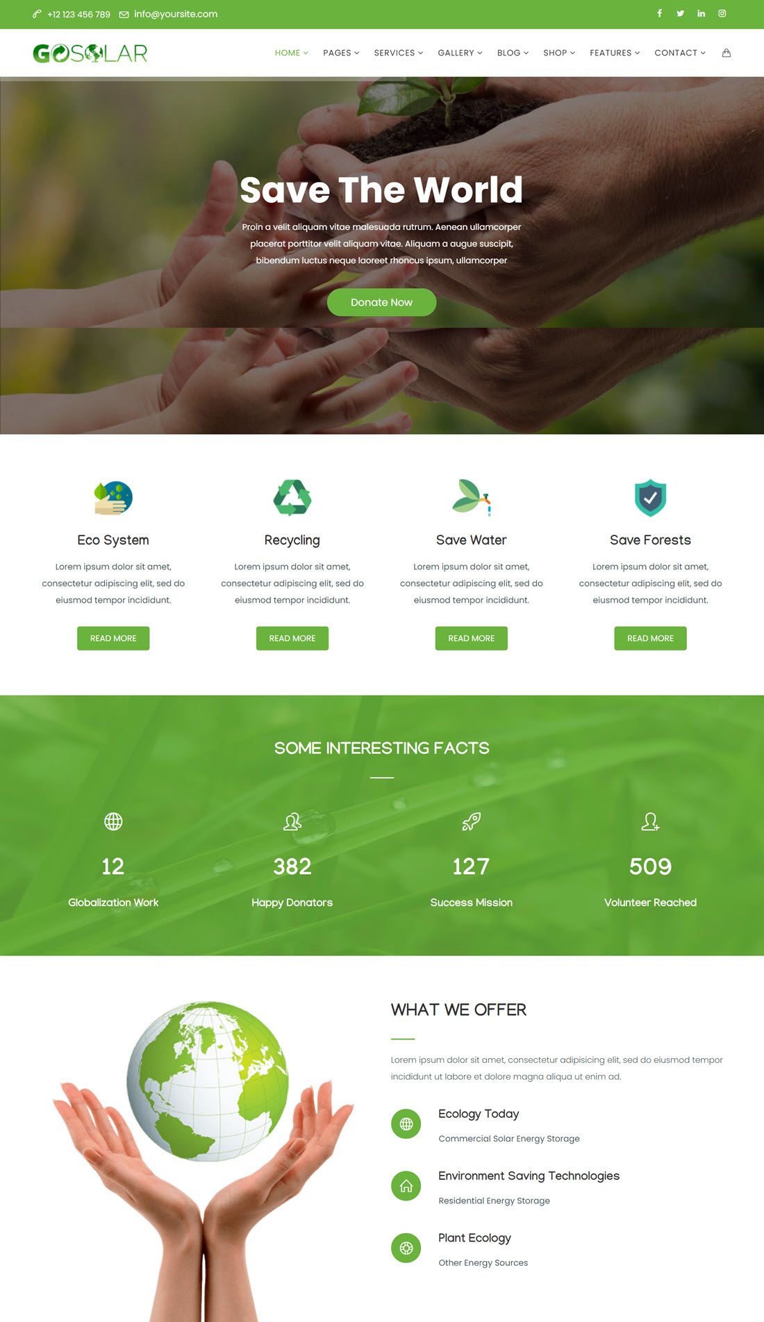 GoSolar Eco Environmental & Nature WordPress Theme Screenshot