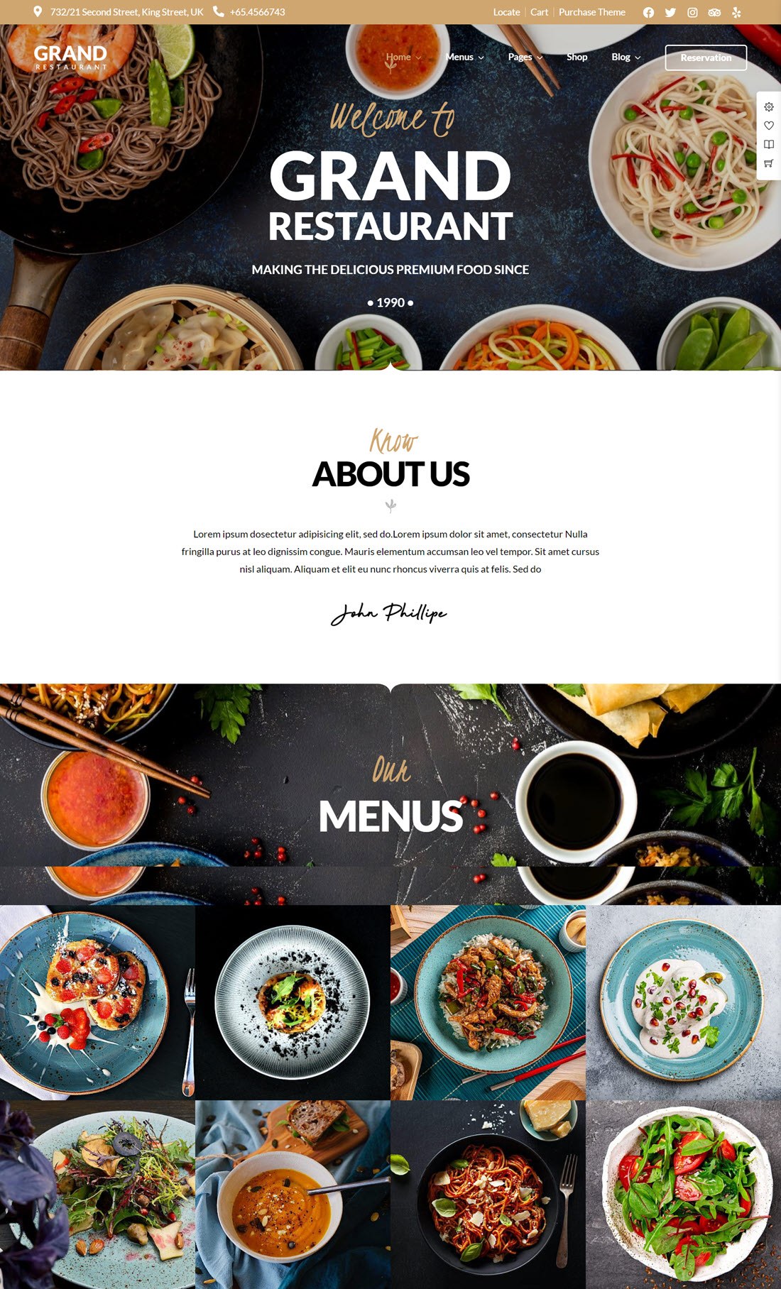 Grand Restaurant WordPress Theme demo