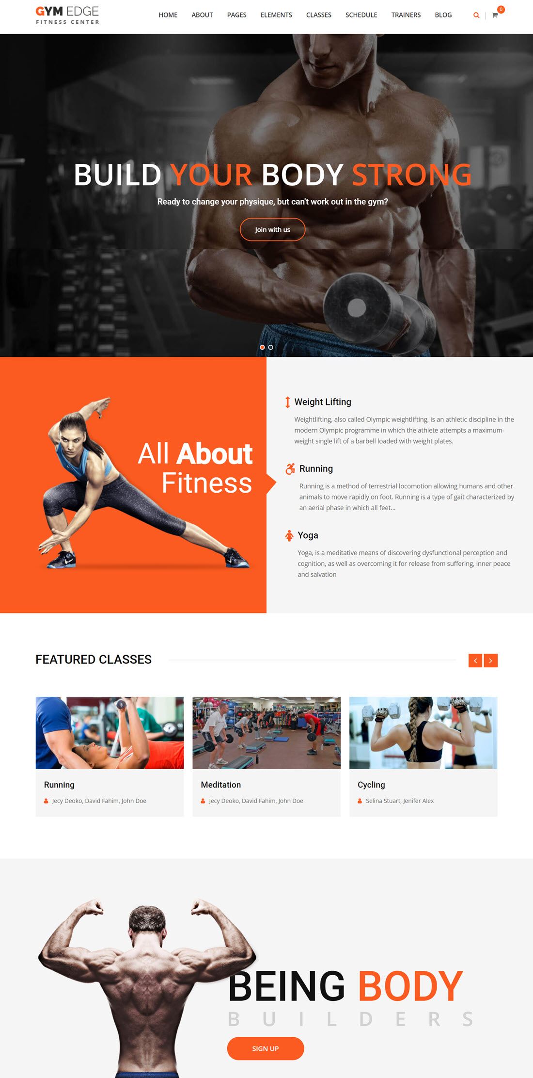 Gym Edge Fitness WordPress Themes Example