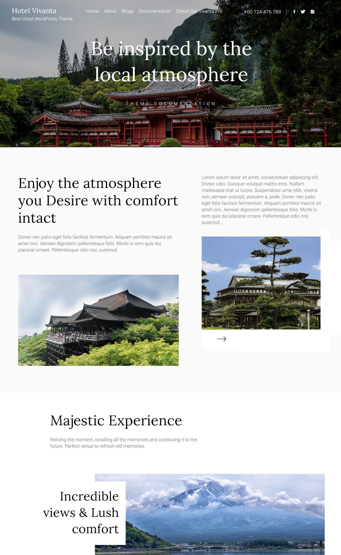 Hotel Vivanta WordPress Themes Example Demo