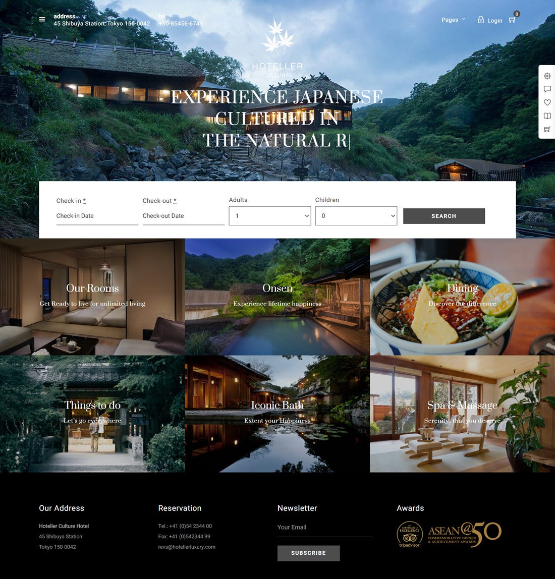 Hoteller Hotel Booking WordPress Theme example