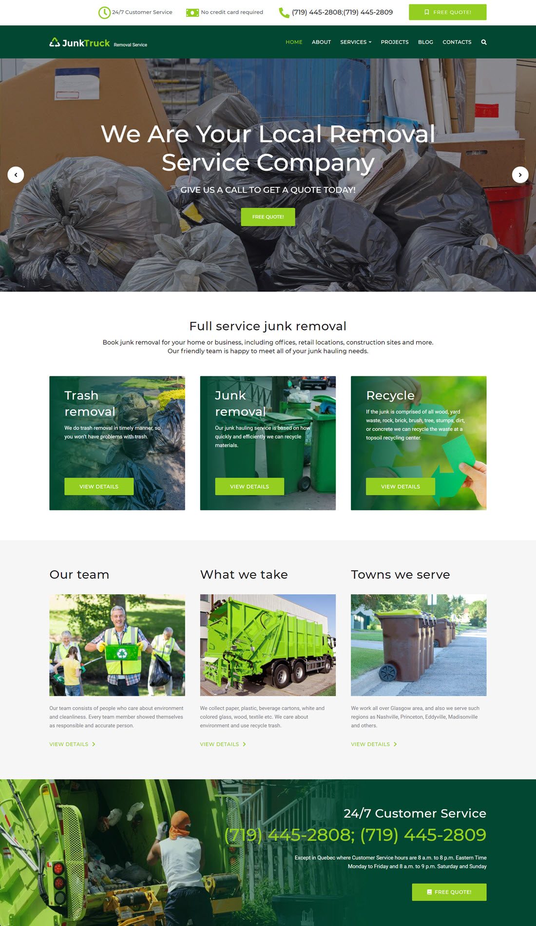 JunkTruck Waste Services & Garbage Removal WordPress Theme Screenshot