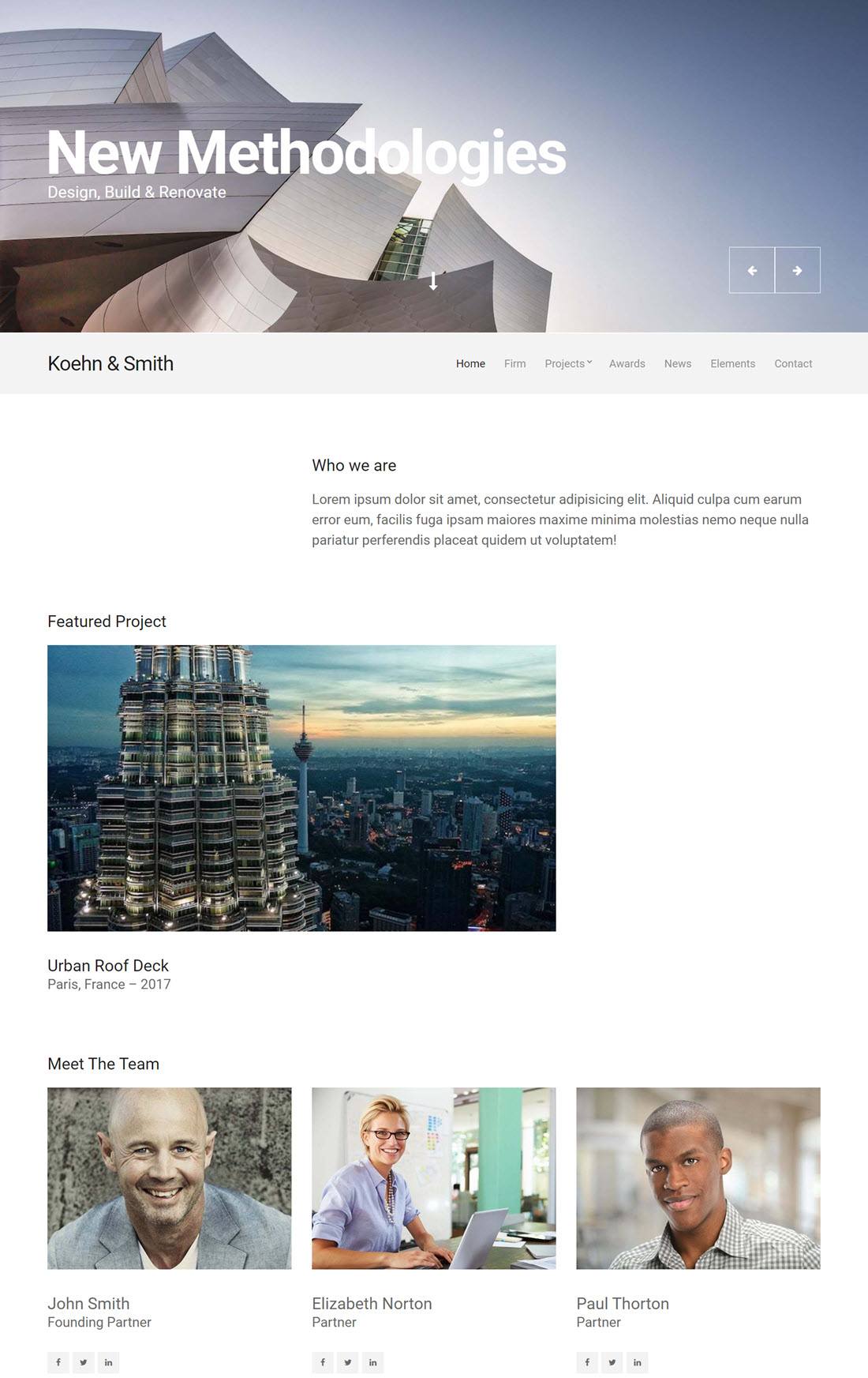 Koehn Architect WordPress Theme Example