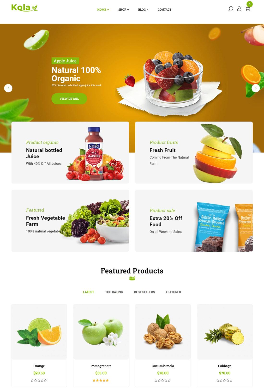 Kola Organic & Food WooCommerce WordPress Theme Screenshot