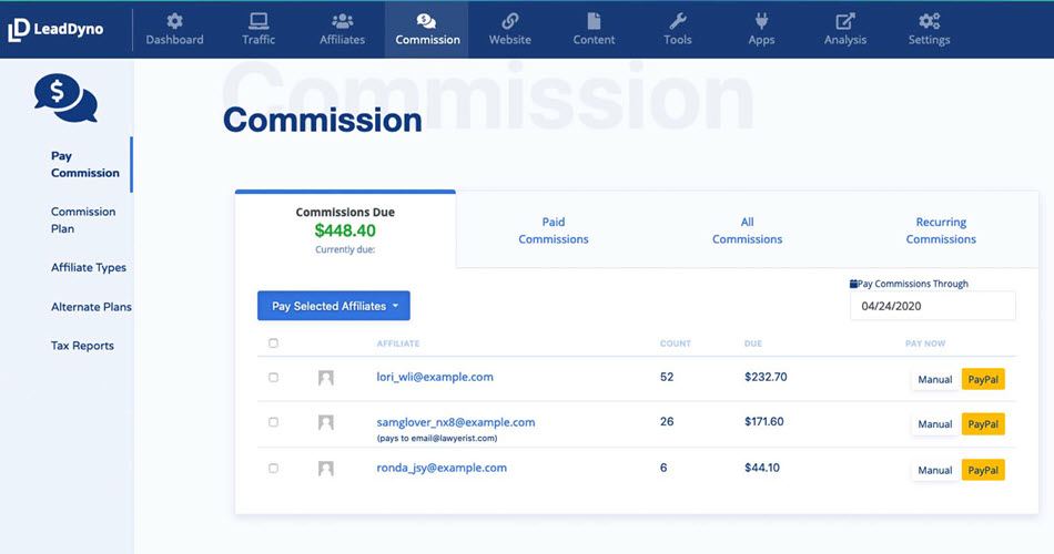 LeadDyno Commission Dashboard