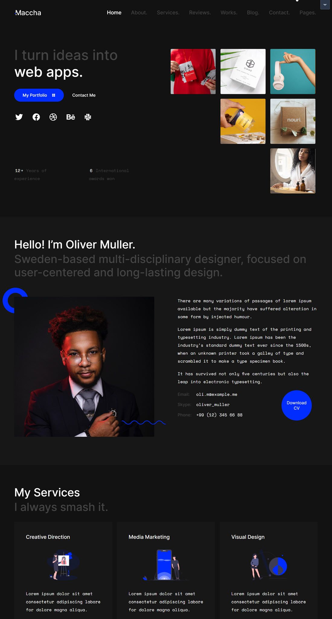 Maccha One Page Personal Portfolio WordPress Theme Screenshot